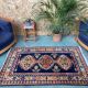 Vintage Kamseh Rug 190x137 cm, medium, Tribal oriental Carpet truly Shabby Chic