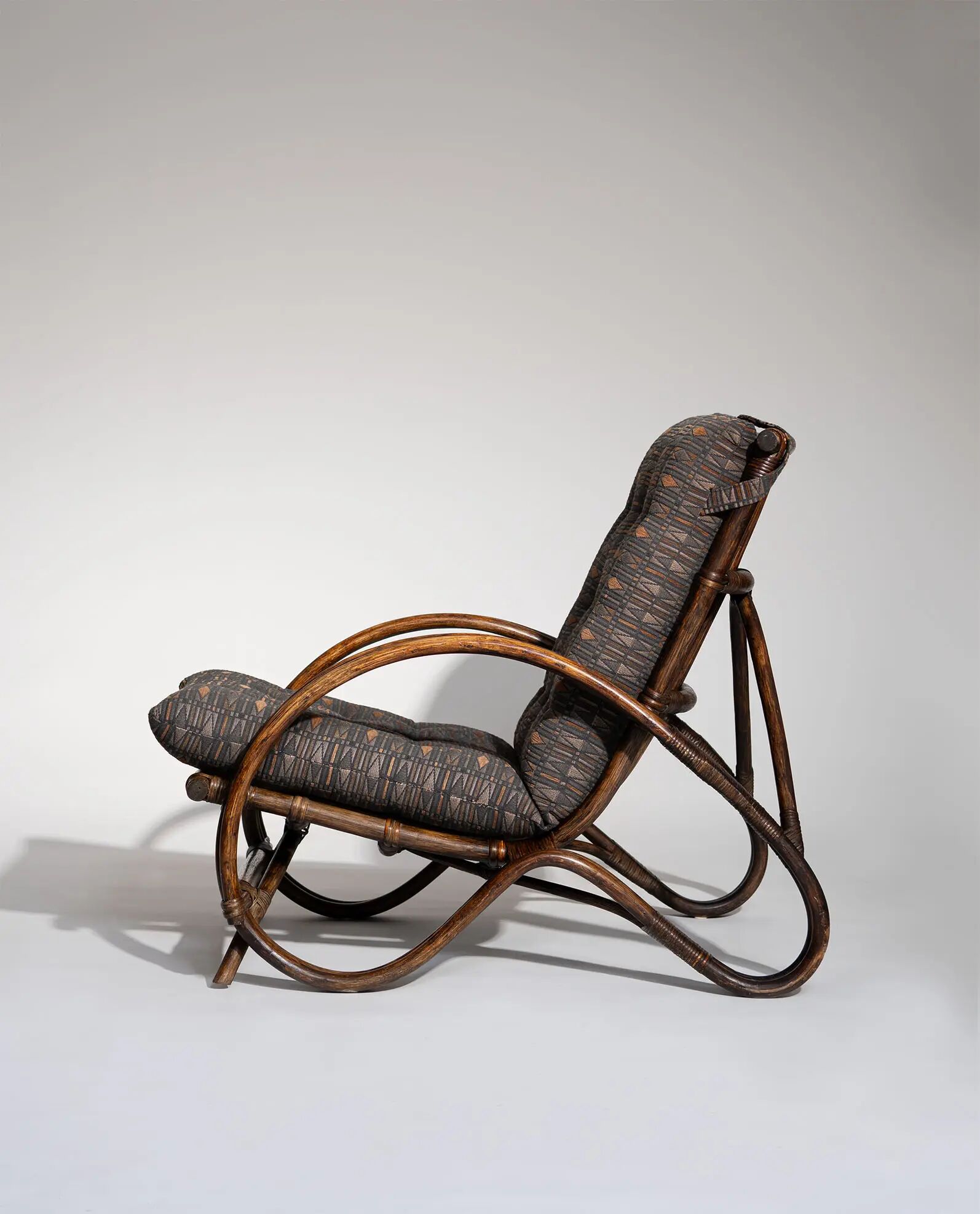 Pair of Sculptural Dutch Rattan Lounge Armchairs, Mid-Century Modern, 1960s