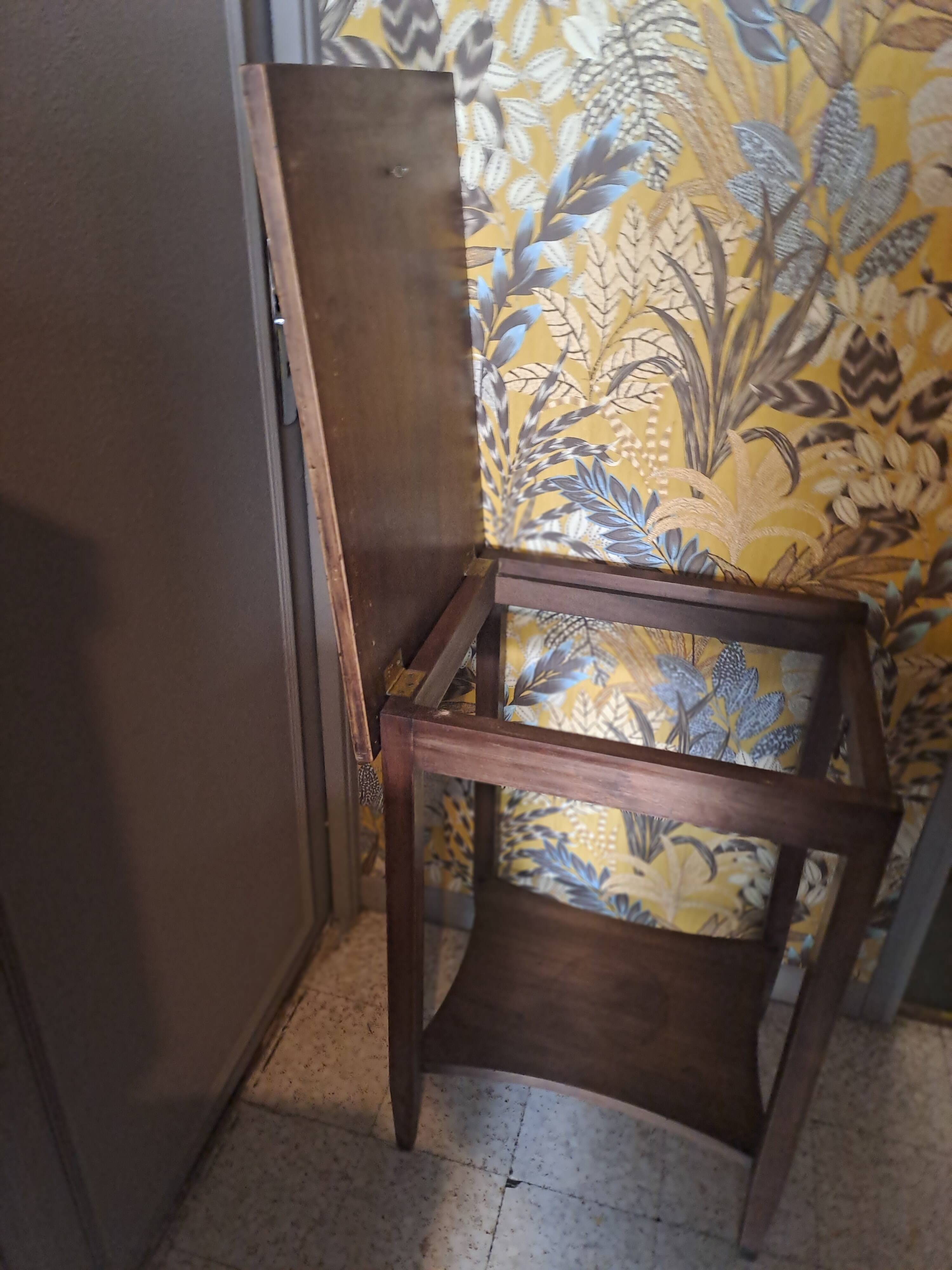 Vintage wood console side table with flap, Art Deco style