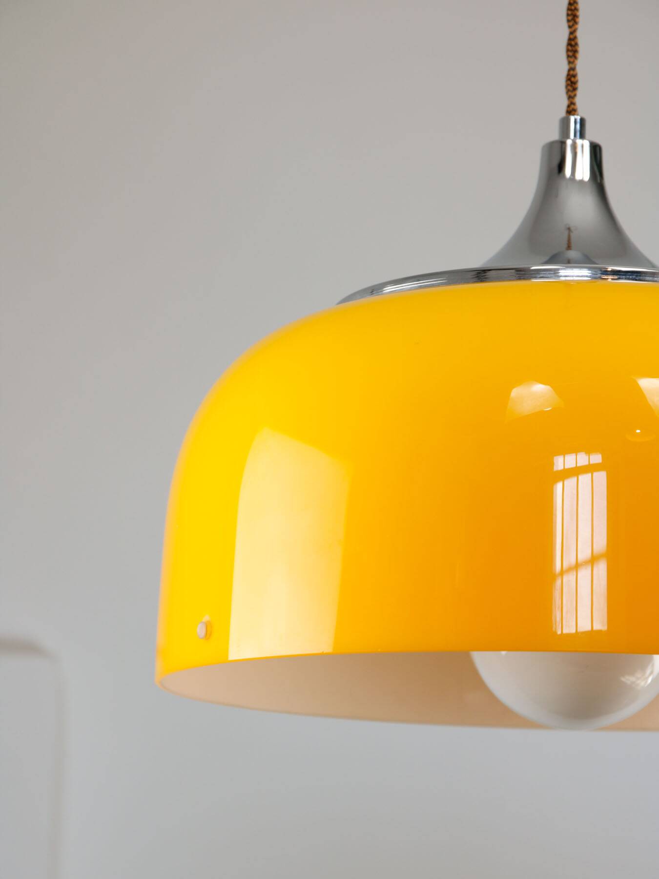 Space Age Yellow Pendant from Guzzini, 1970s
