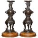 Paire de bougeoirs en bronze période Meiji vers 1870