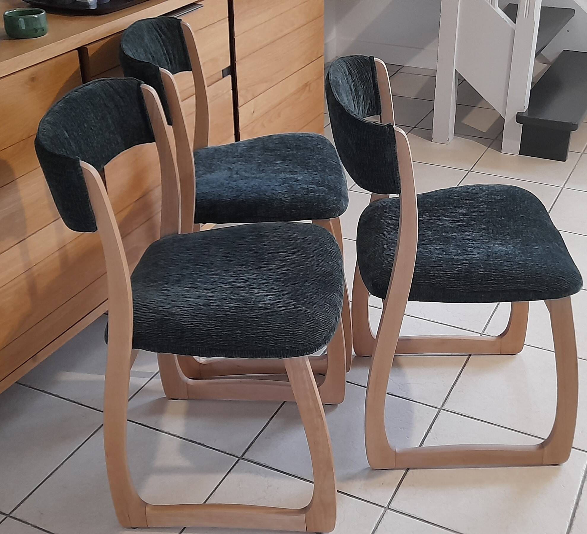 Set of 3 1970s sled chairs by the brand SELF.