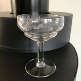 Set of 6 small champagne glasses in crystal engraved 50s