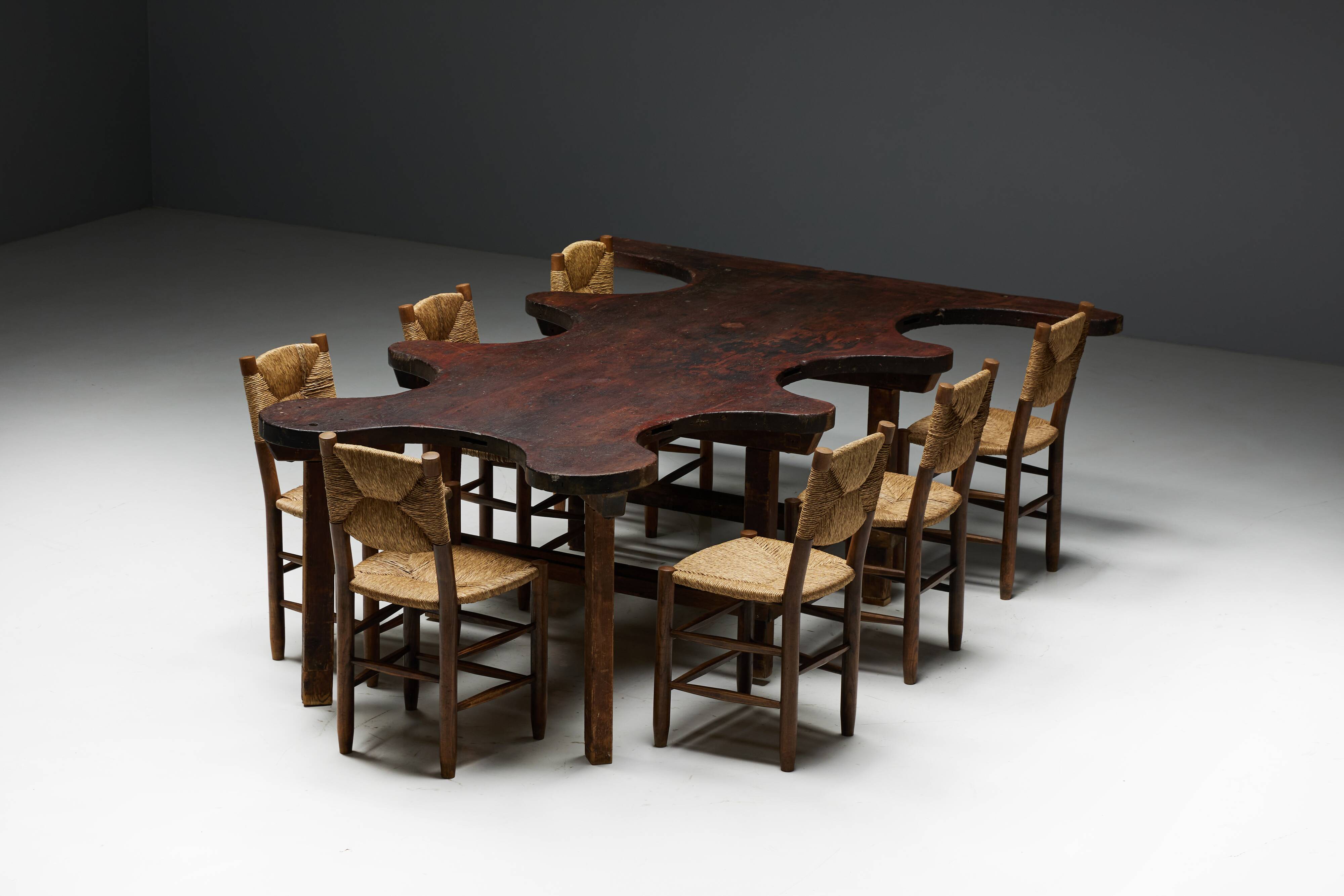 Table Organique Rustique De Forme Libre, France, Fin 19ème Siècle