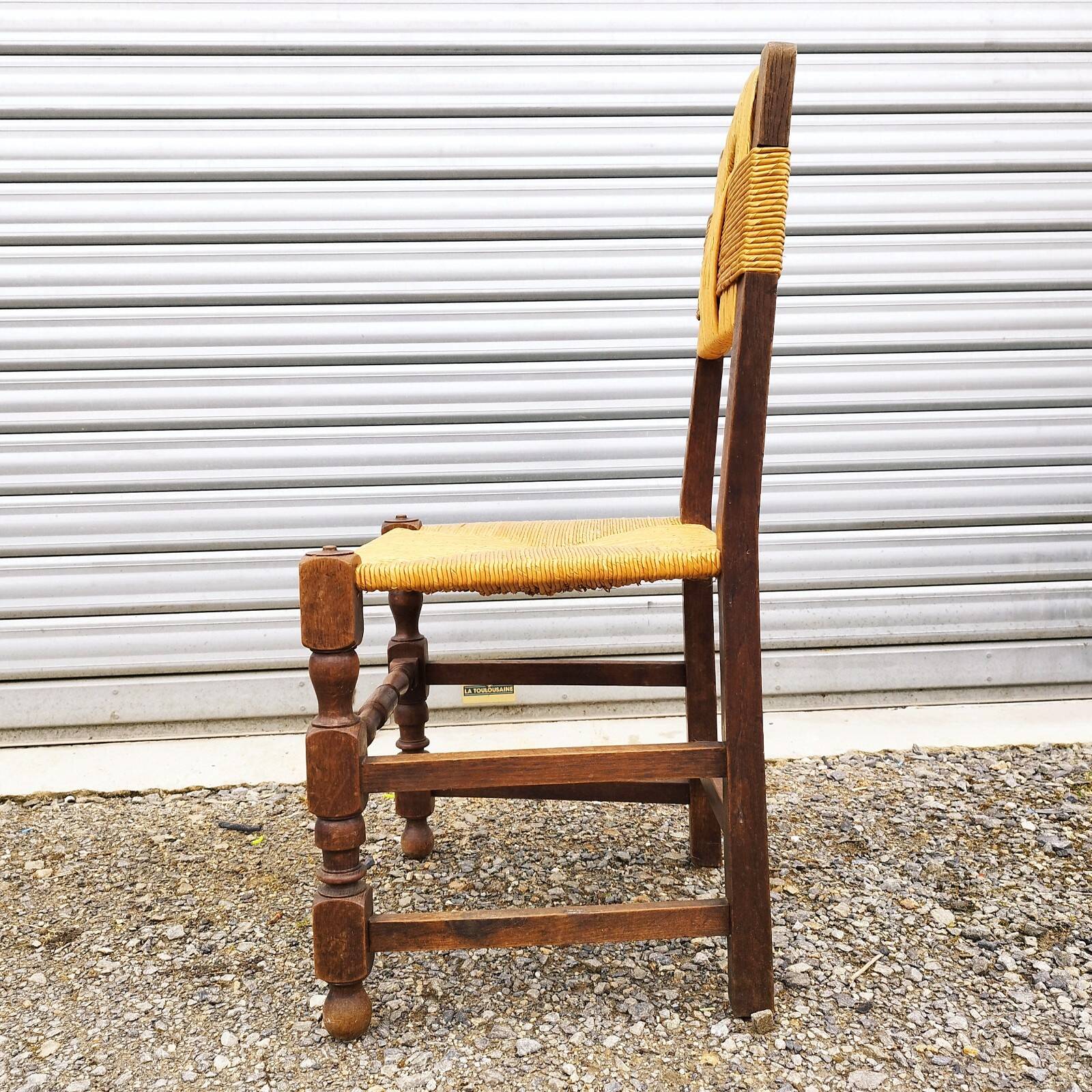 Five (5) vintage design straw chairs