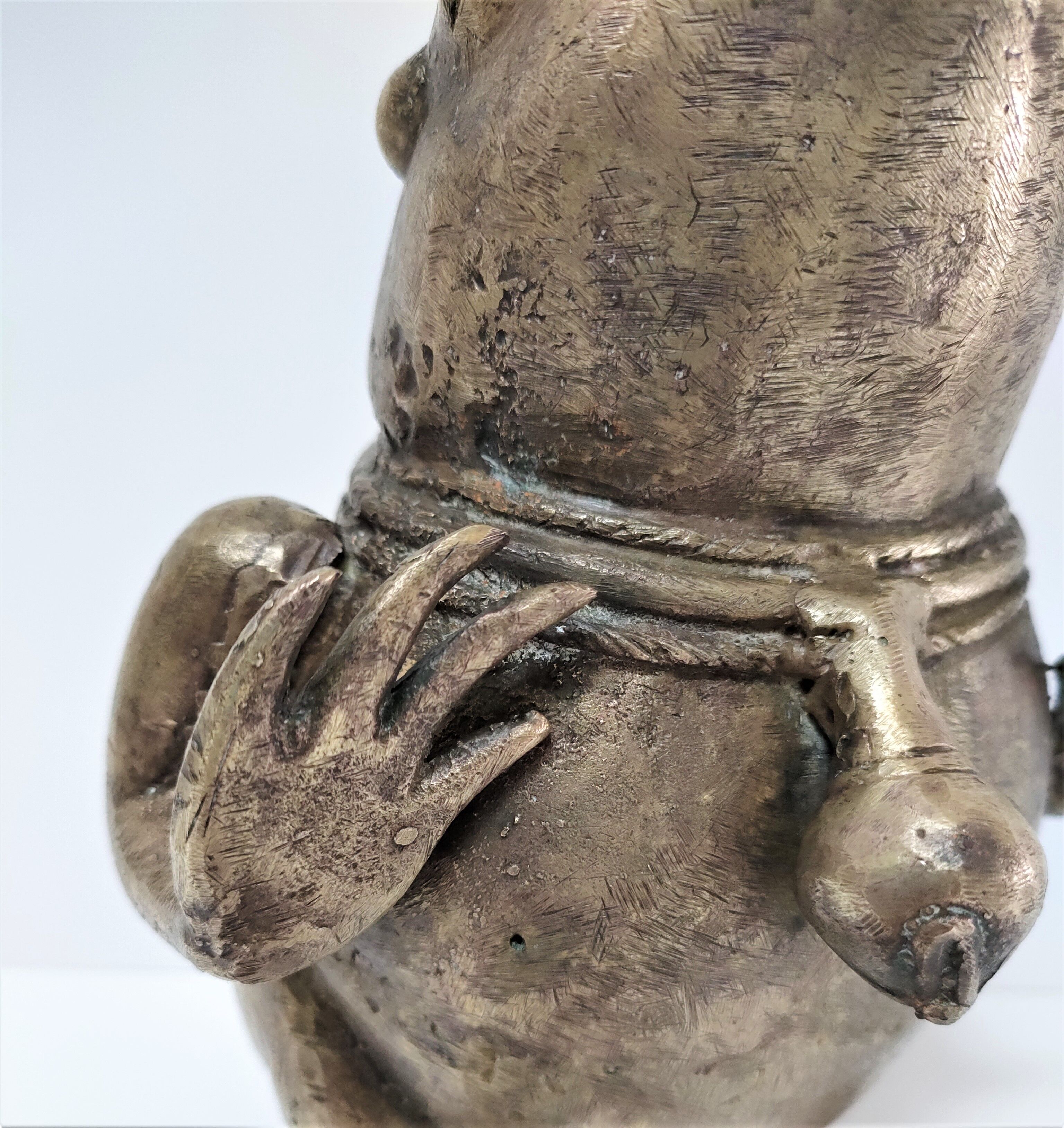 Patinated brass sculptural frog 60s