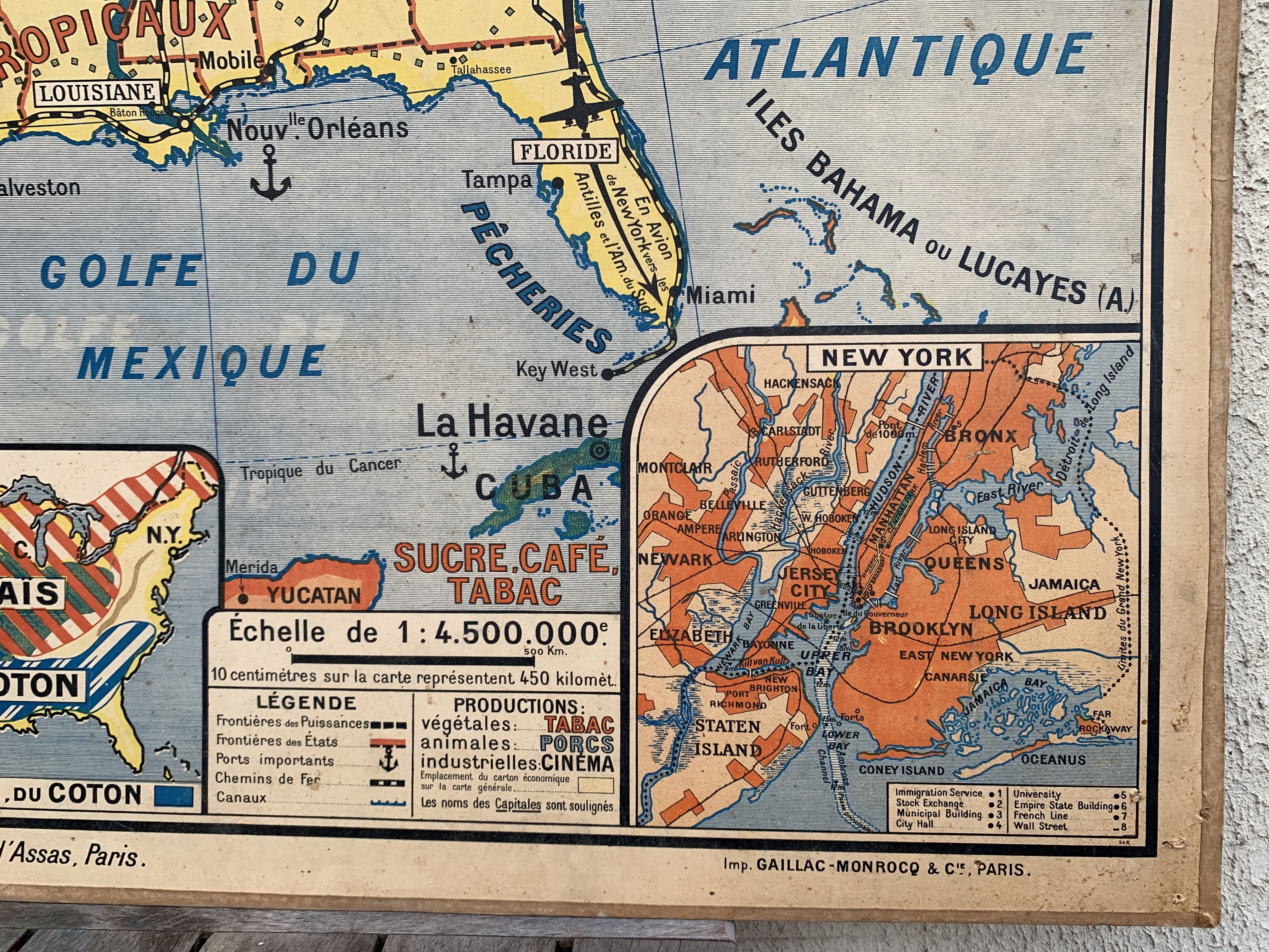 Vintage school map united states n°33 editions hatier by m.peyre