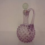 Italian pink bubble glass decanter with stopper, 1960s