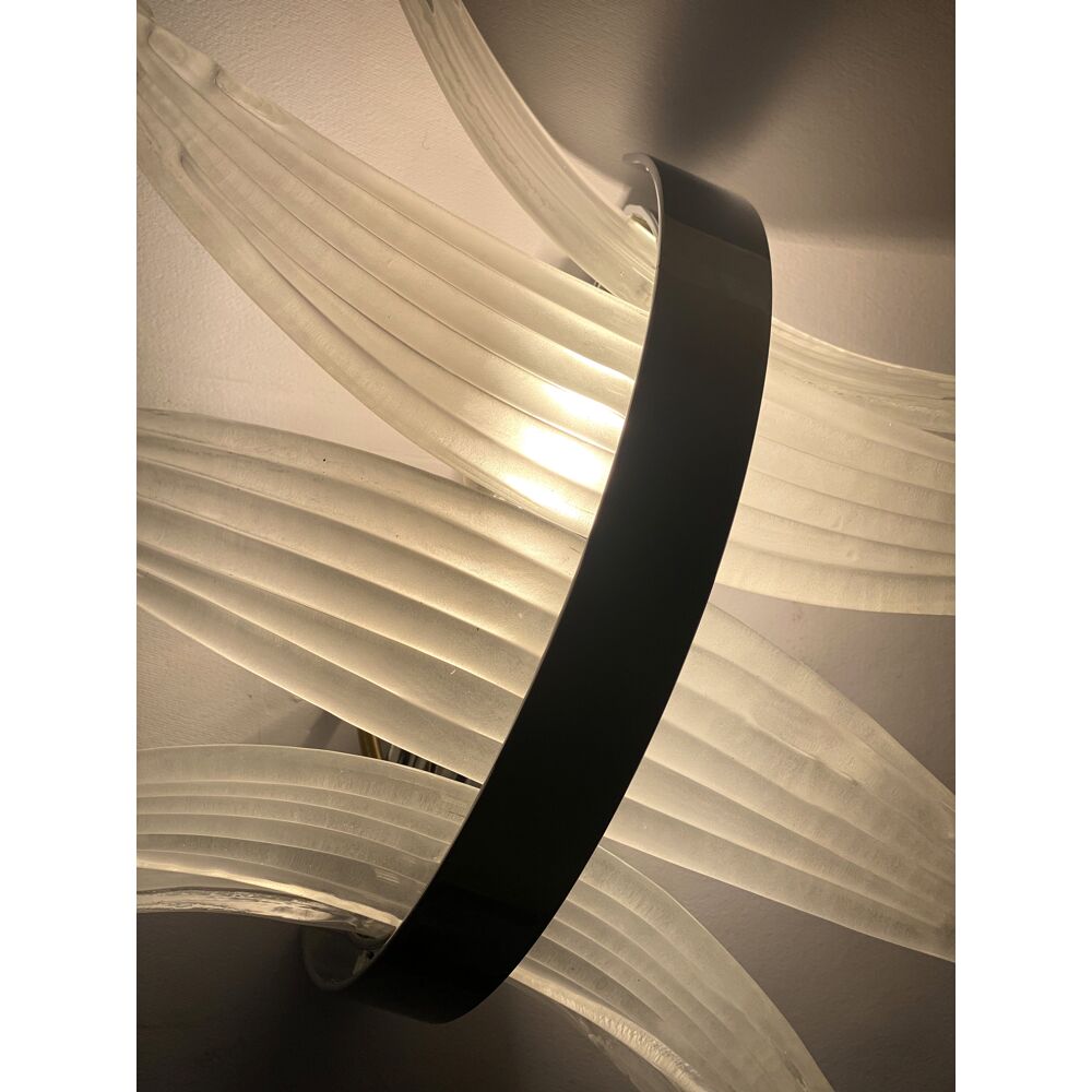 Belt sanded”palmette” murano glass wall sconce