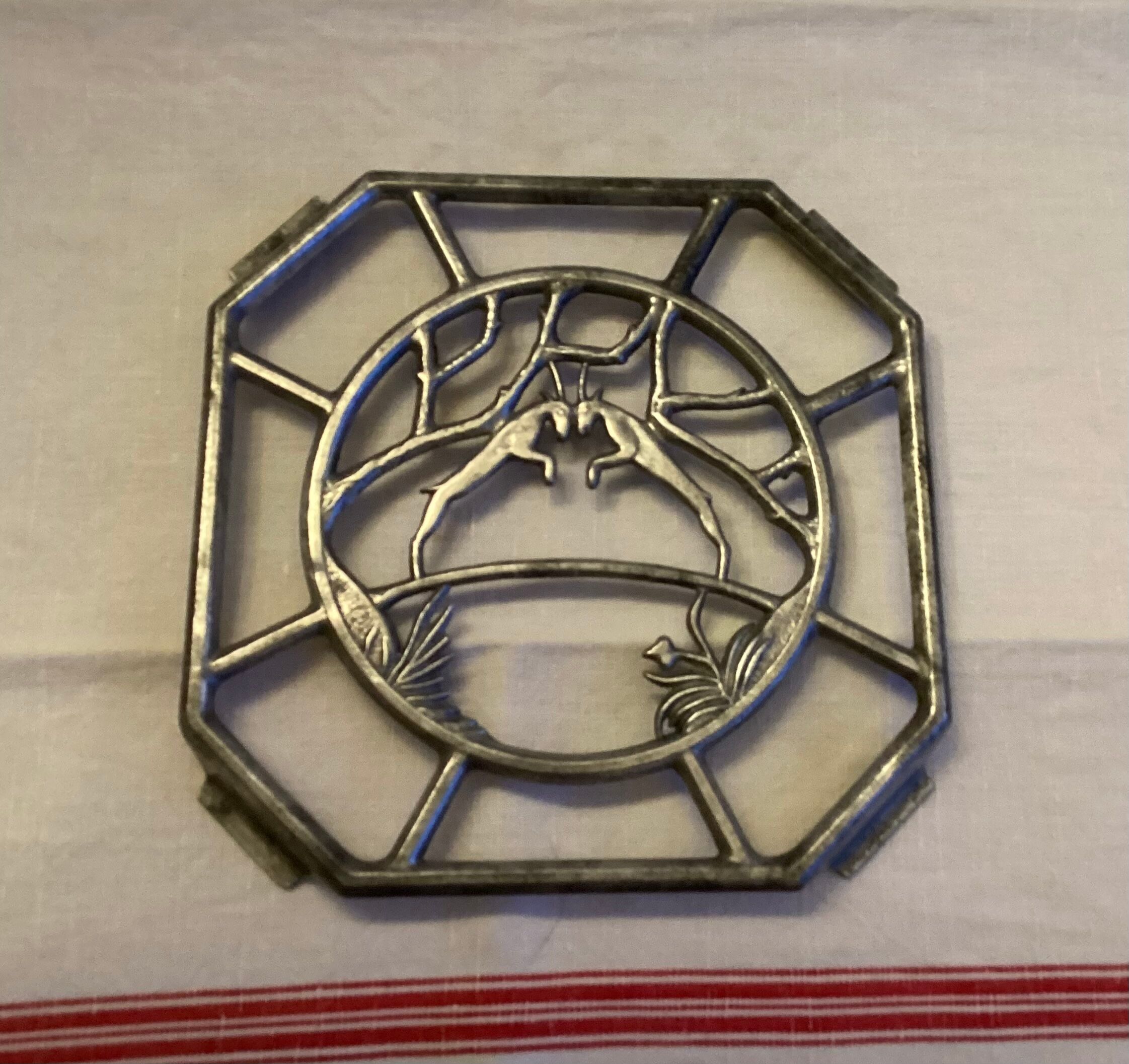 Old underplate decorations aluminum deer - vintage