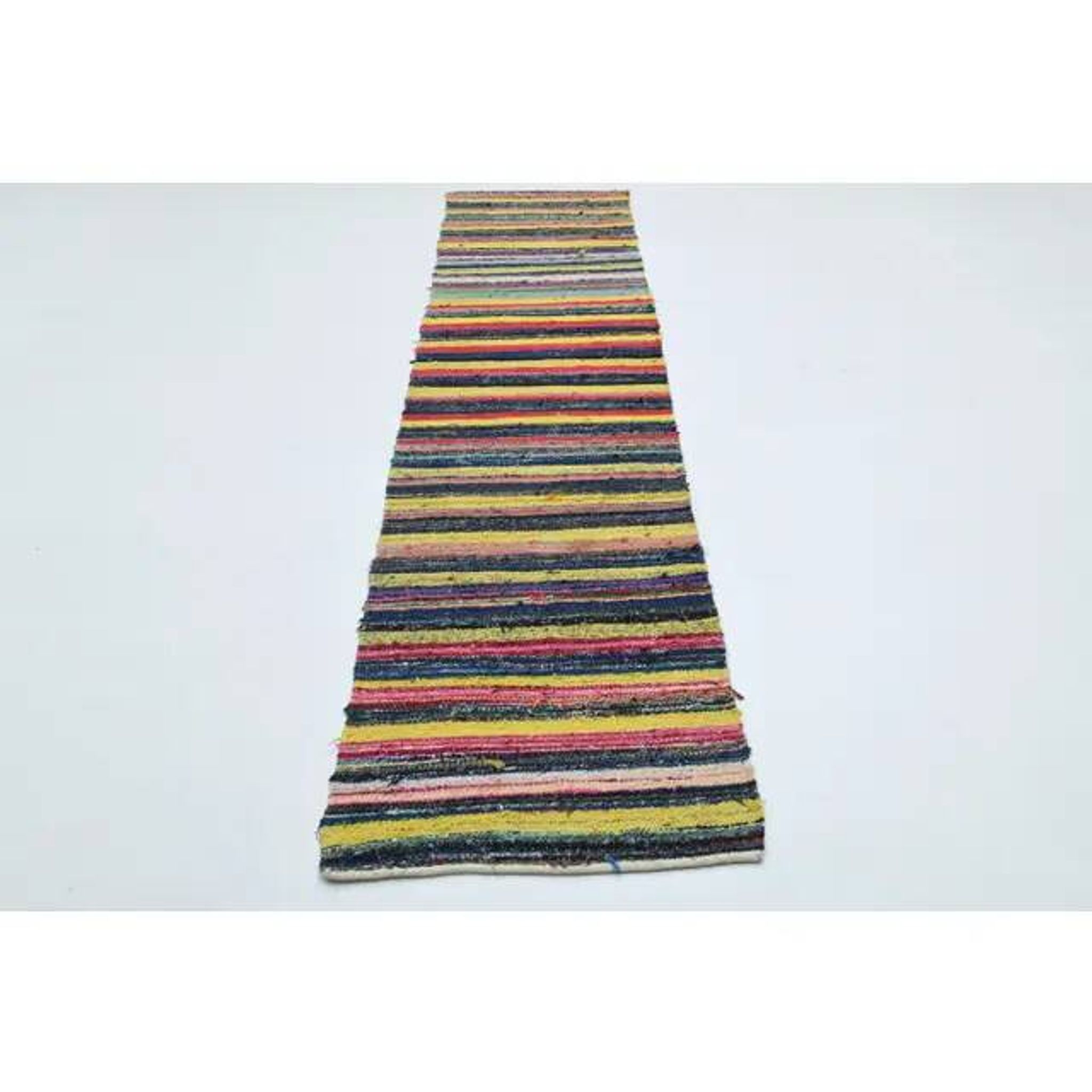 1970s Vintage Turkish Oushak Handmade Wool Cotton Yellow Runner Rug 65x318