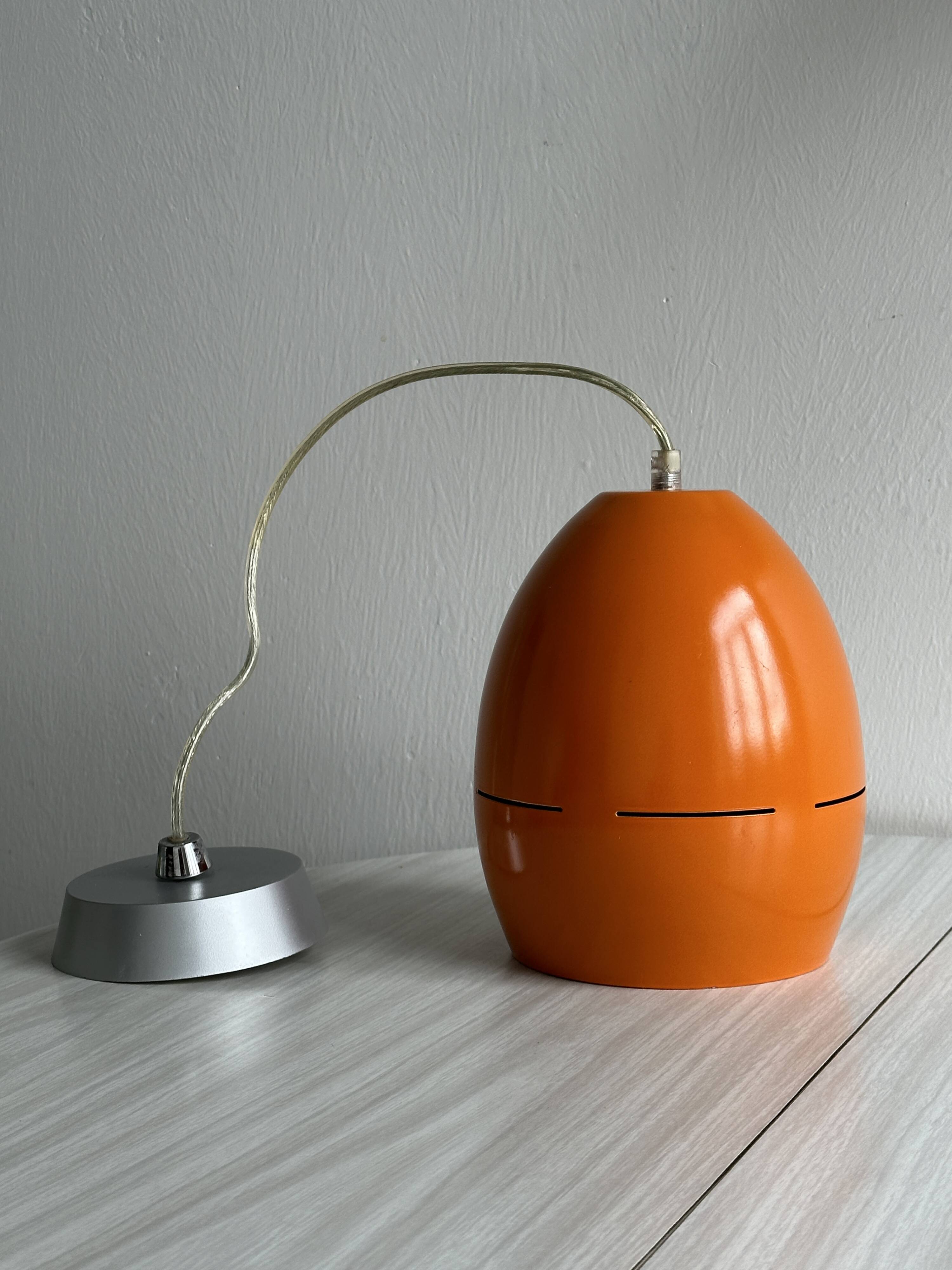 Vintage 70s pendant light in orange metal, Space Age design