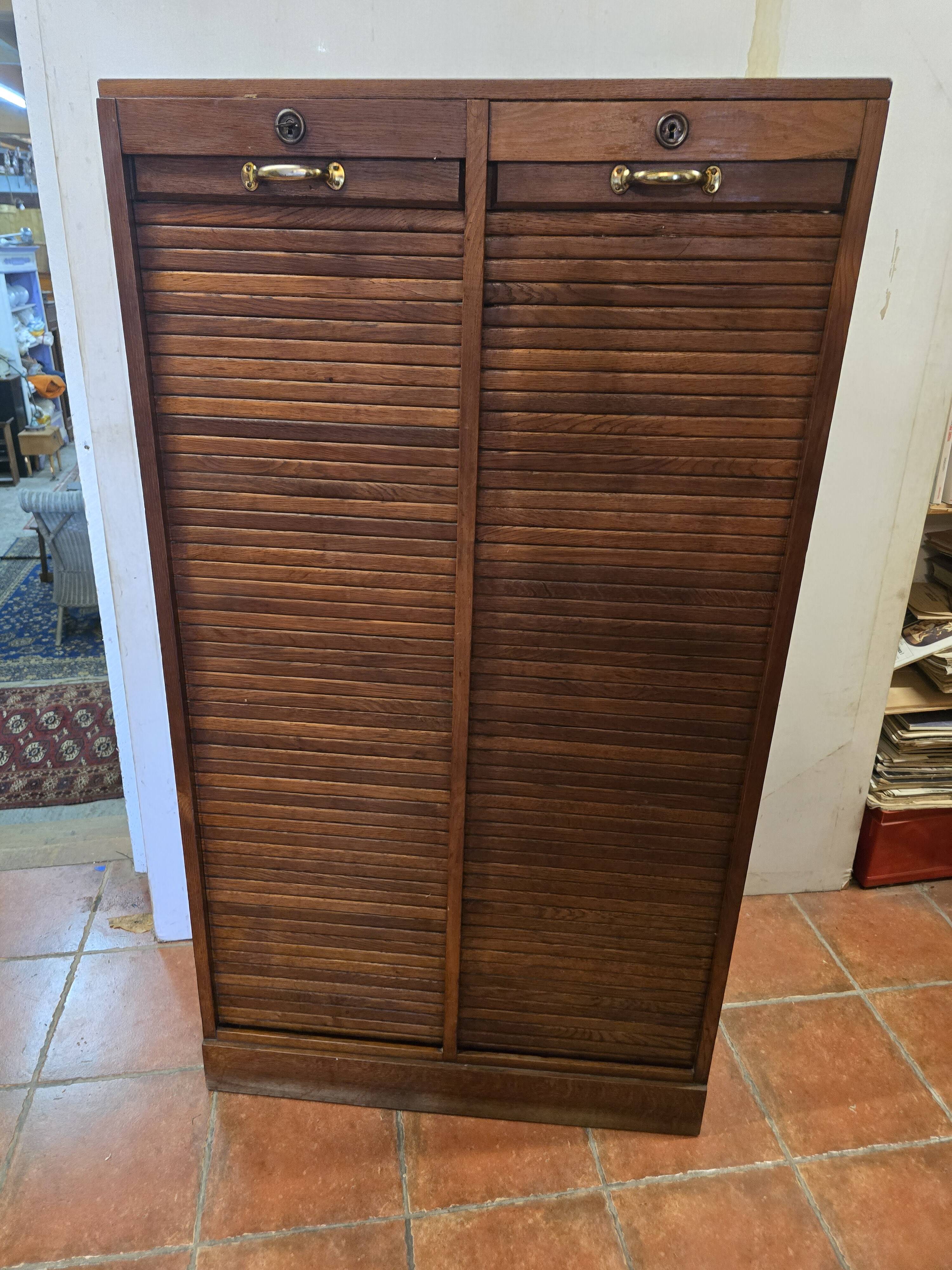 Old double oak filing cabinet