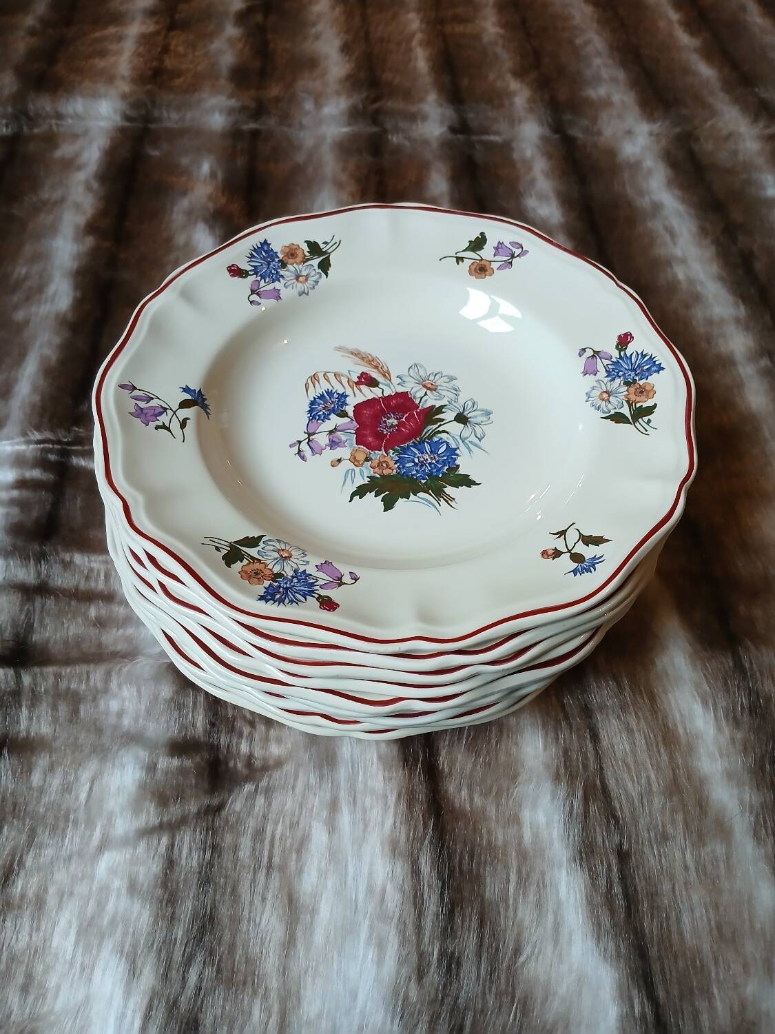 7 antique deep plates from Digoin and Sarreguemines