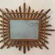 Miroir soleil en bambou et rotin, années 1950