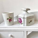 Limoges porcelain toiletry bottles decorated with roses