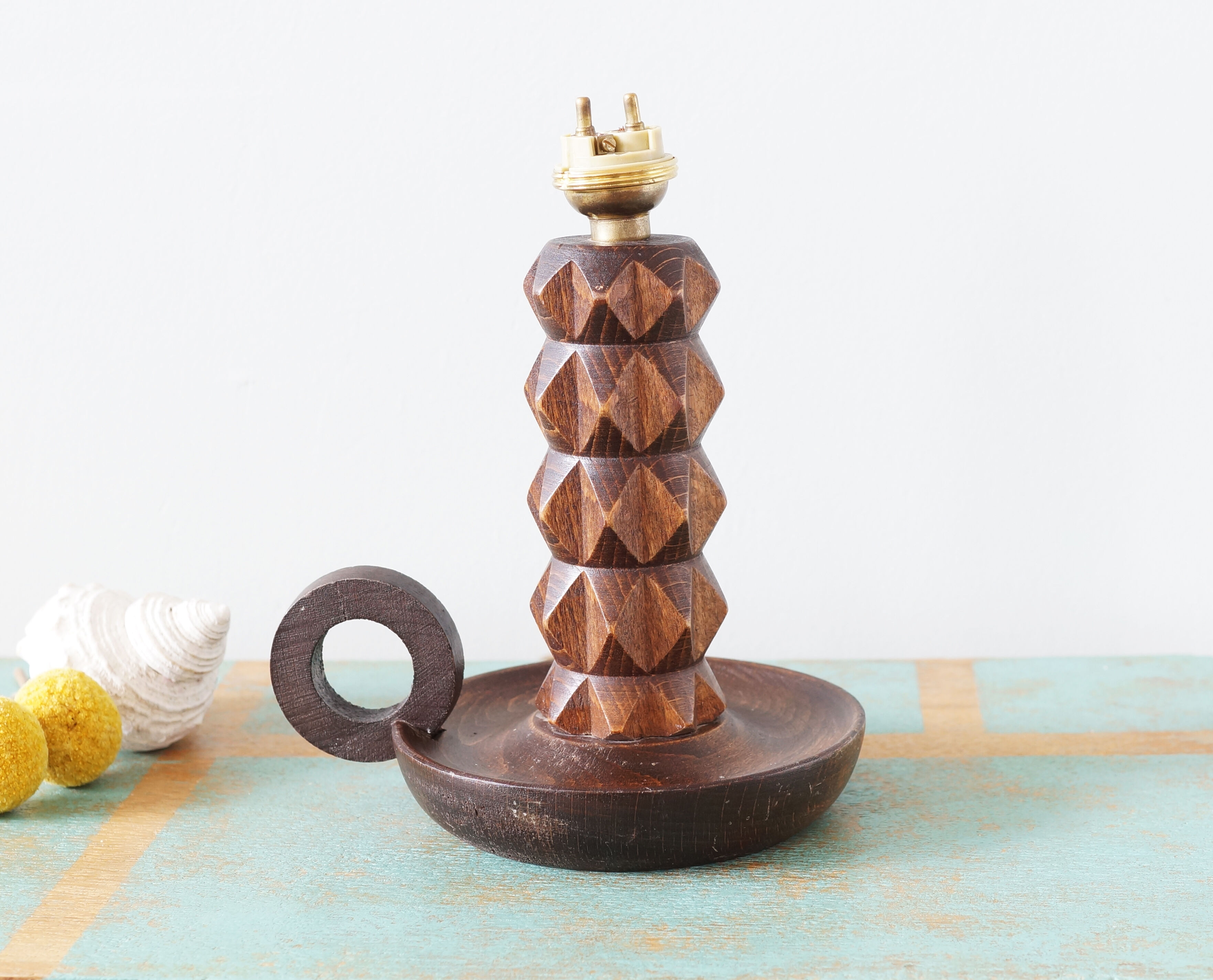 Wooden lamp foot 50s