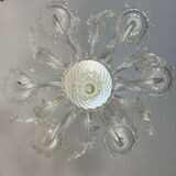 Venetian lustre in colourless Murano glass, 6 light arms, circa 1950.