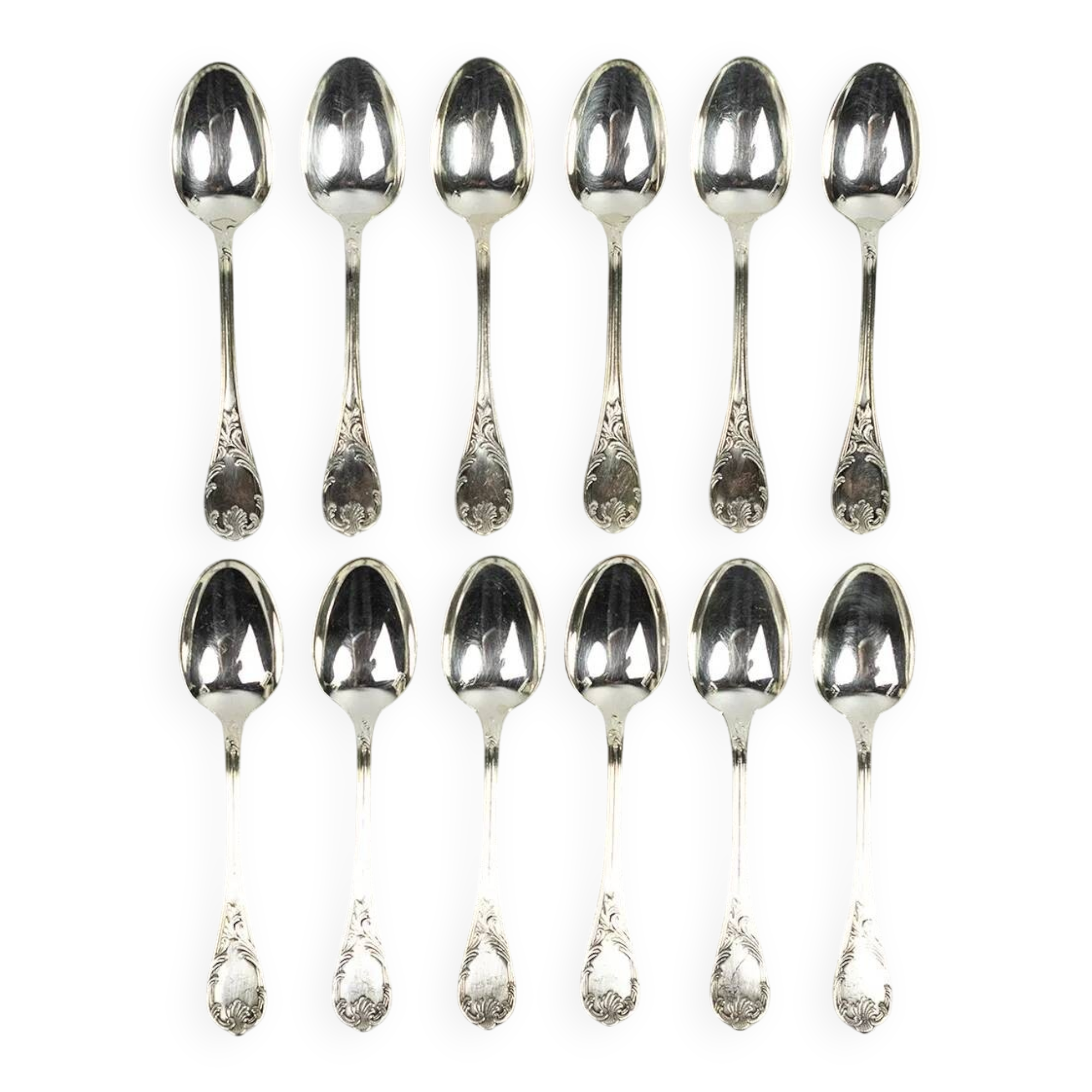 Christofle — 12 “Marly” silver-plated teaspoons, in their case