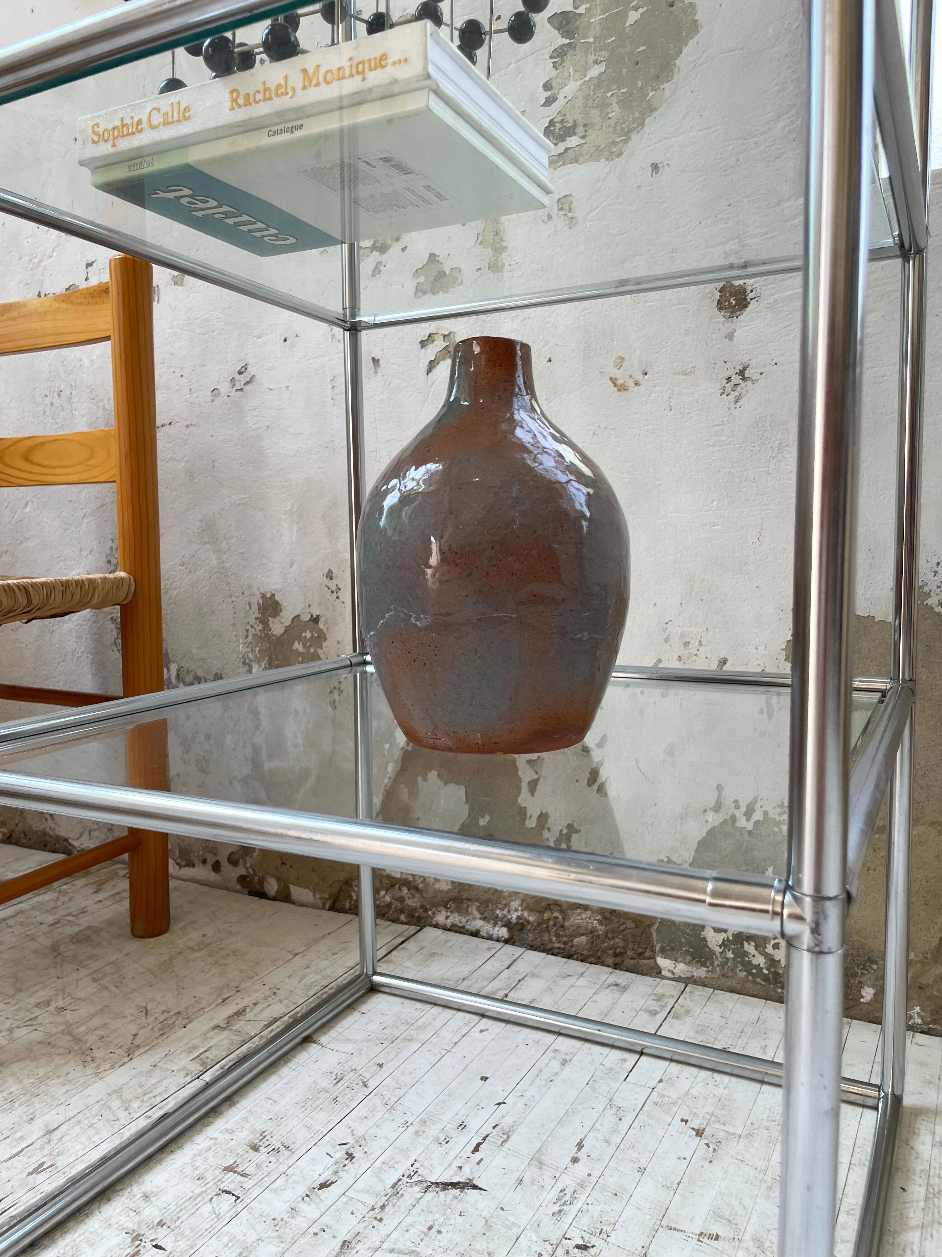 Glazed earth vase signed