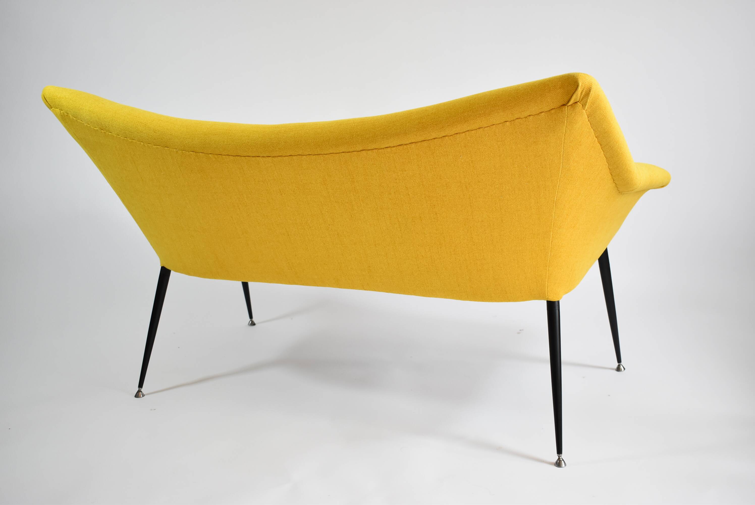 Two-seater vintage sofa, german democratic republic, 1960, yellow