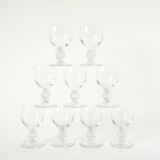 Set of 9 liqueur glasses with engraved crystal stems, Art Nouveau 1910