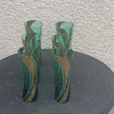 6 glasses with orangeade green and gold vintage