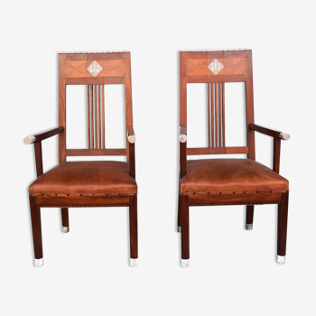 Pair of art deco 1930 rosewood Chair