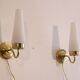 Pair of brass and opaline sconces, Denmark 1960