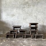 Small stool, side stool in old teak, footrest