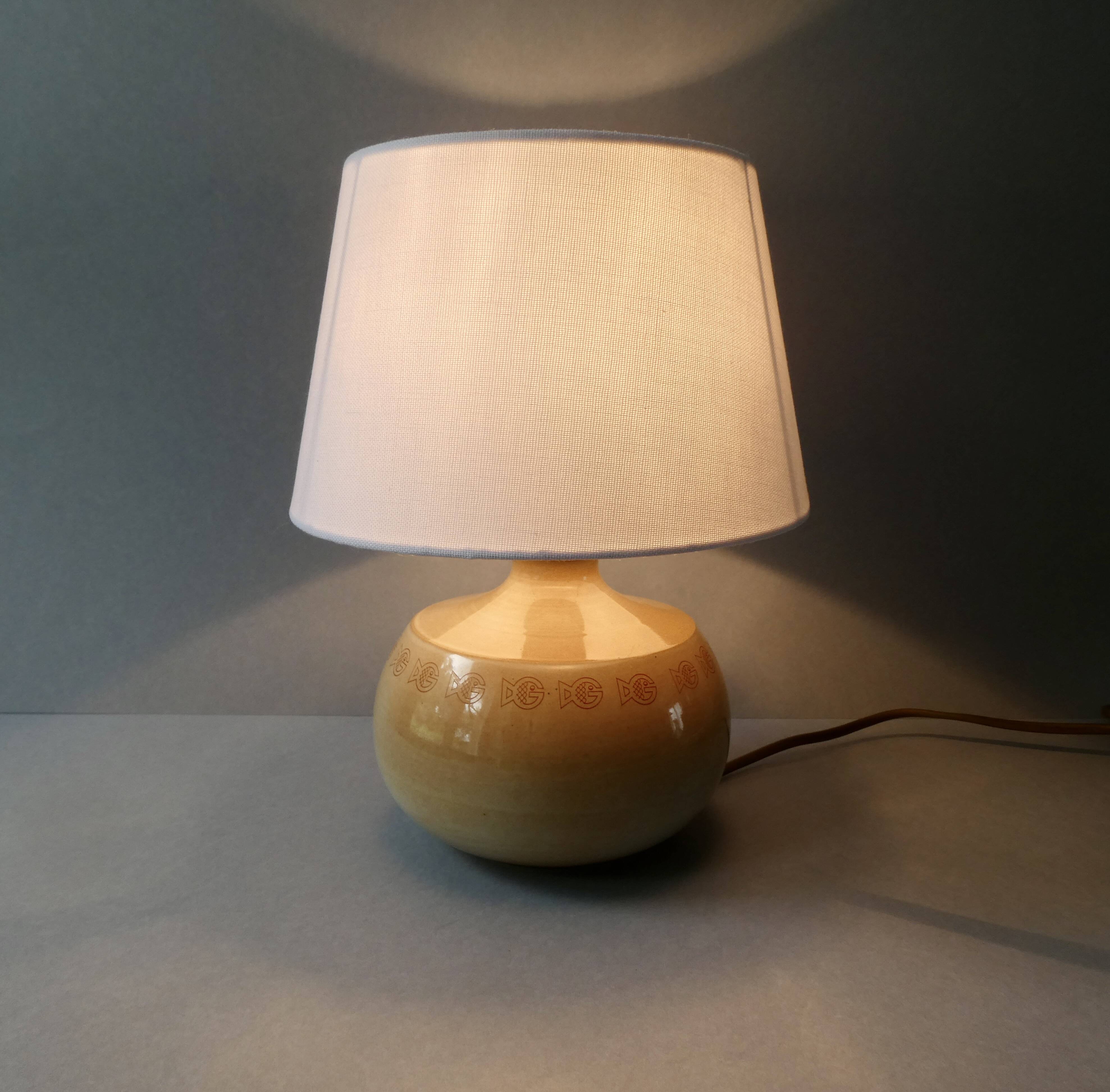 Ceramic lamp signed Montgolfier France, fish decor