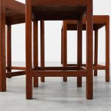 Set of 3 oak wood stacking tables in Art Deco style, France ca. 1925