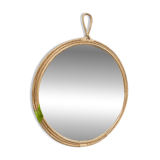 Round rattan mirror with ring