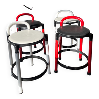 Lot de 4 tabourets "polo" vintage KARTELL design Anna Castelli Ferrieri