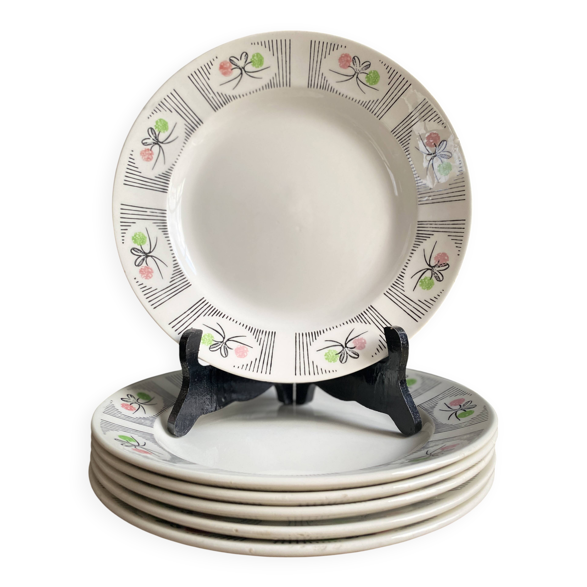 Set of 6 vintage plates Gien France - Model Marie-José