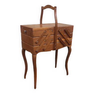 Old vintage seamstress worker on feet