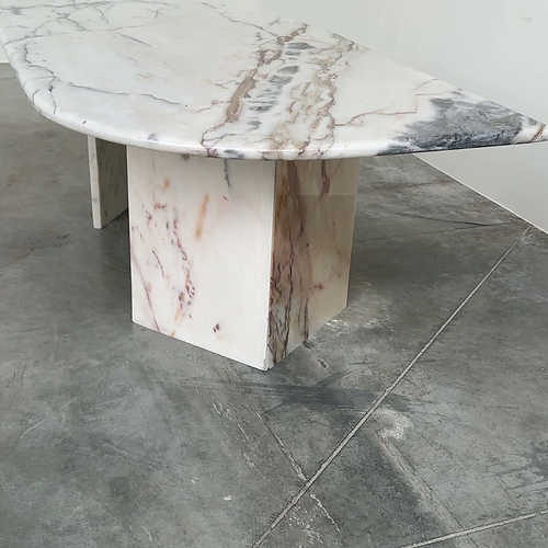 Large Italian postmodern marble coffee table, sculptural vintage stone table, 1980s