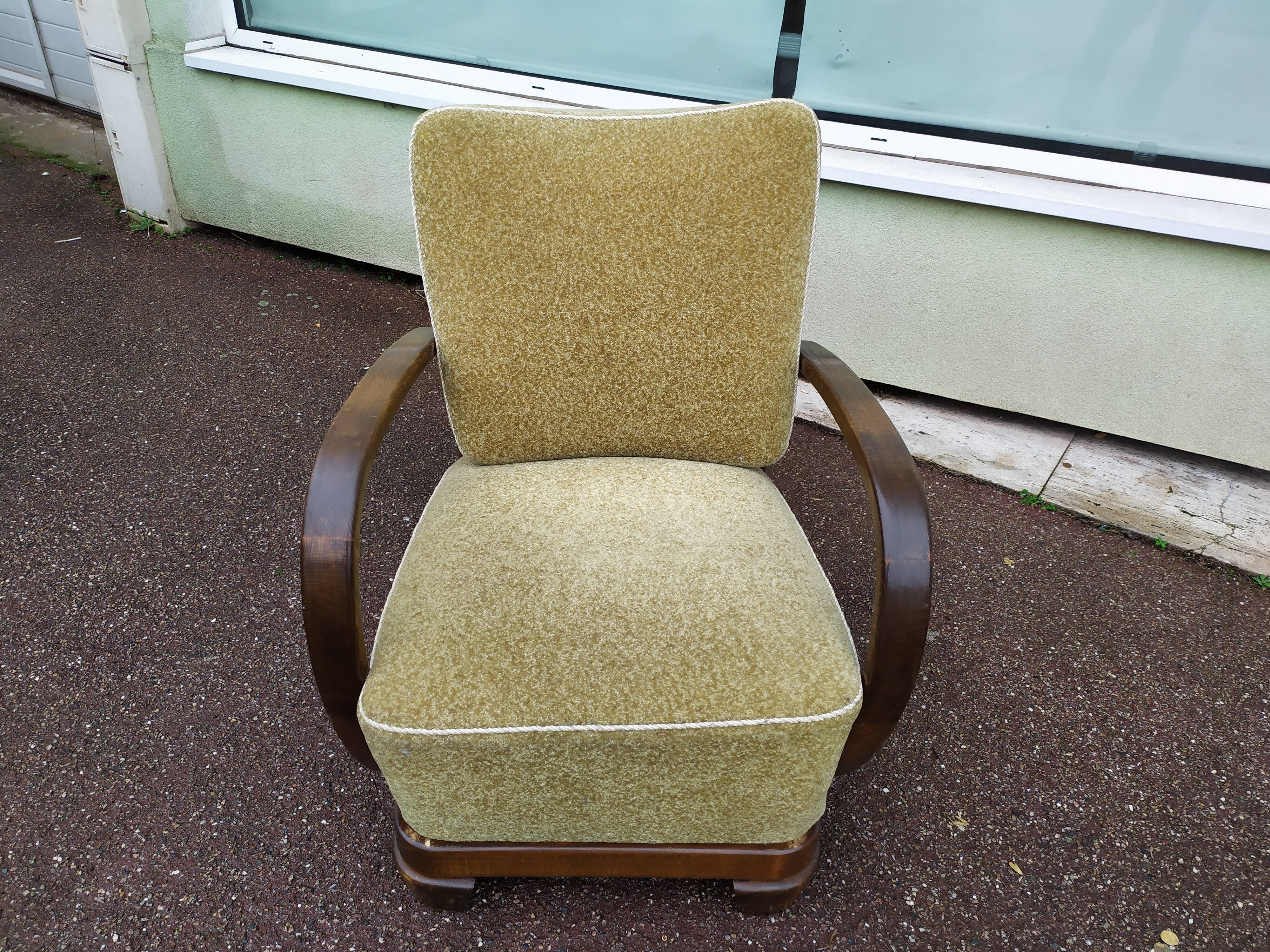 Cocktail Armchair - Esprit Club - Art Deco - Old