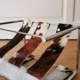 Magazine holder chrome and leather, 1970