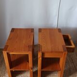 Pair of vintage pine bedside tables