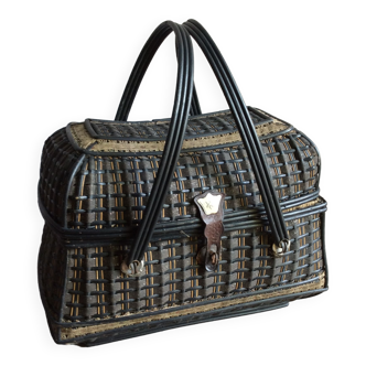 Old Bressan basket in blackened rattan