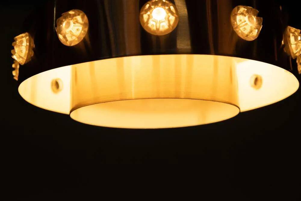 Danish space age suspension design, vintage pendant from the sixties.
