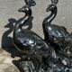 Centerpiece Pair of Peacocks Ceramic Vallauris Iridescent Anthracite Grey