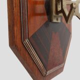 Art Deco Wall-Mounted Coat rack with Geometric Marquetry, France ca. 1930