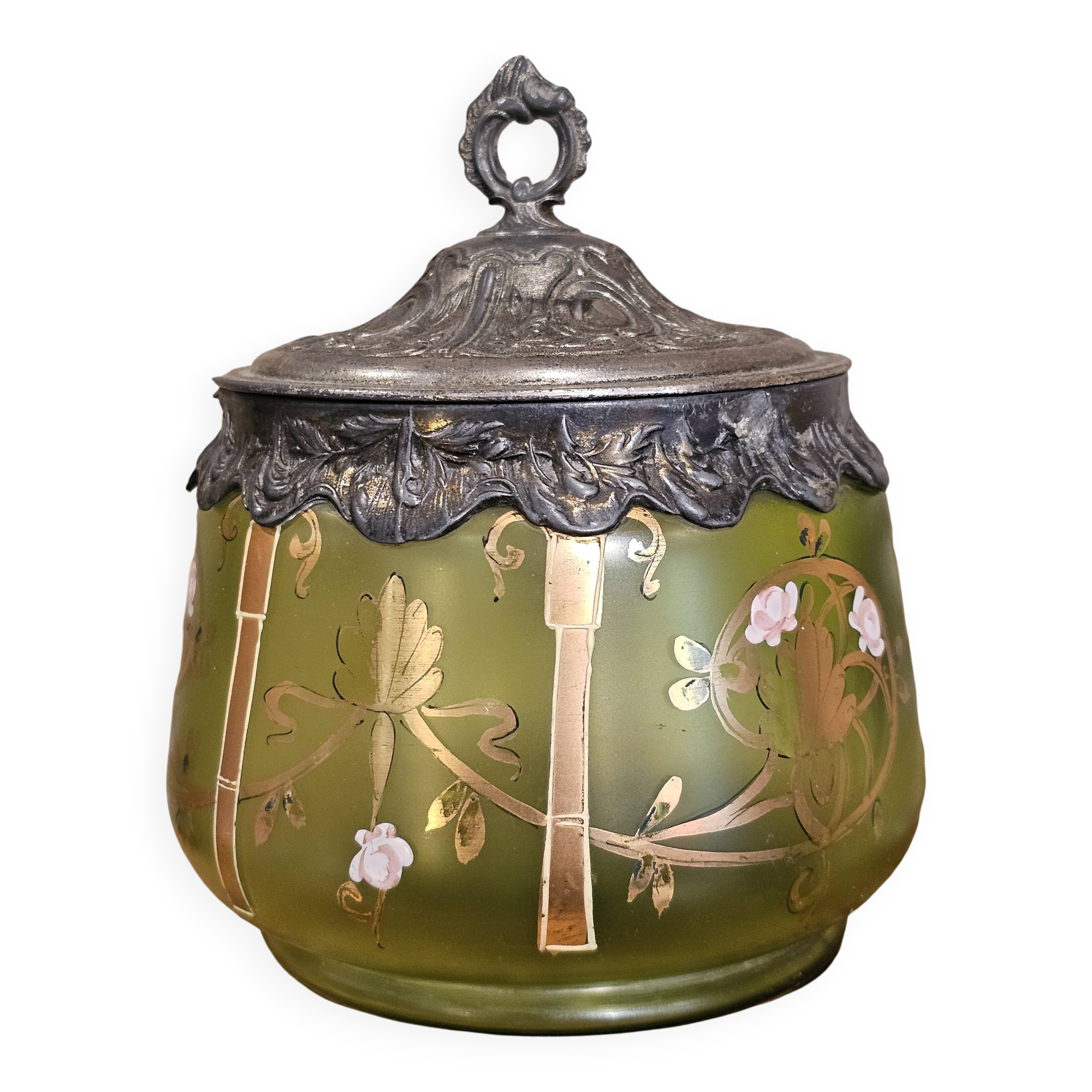 Boîte en verre bohémien antique Carl Hosch vers 1906
