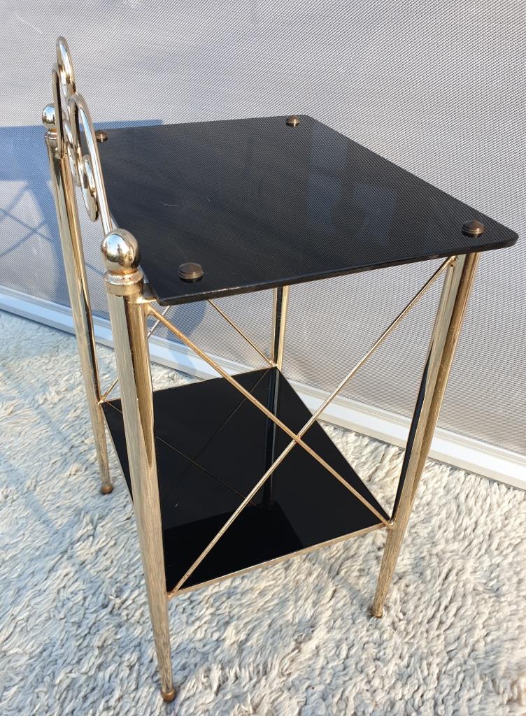 Vintage 70s gold and black opaline serving trolley