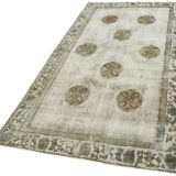 Handmade distressed anatolian 1980s 153 cm x 269 cm grey rug
