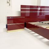 Eric Maville Acrylic Brass Burgundy Double Bed only 1970s
