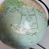 Vintage 1960 globe terrestrial world map Girard Barrère - 33 cm