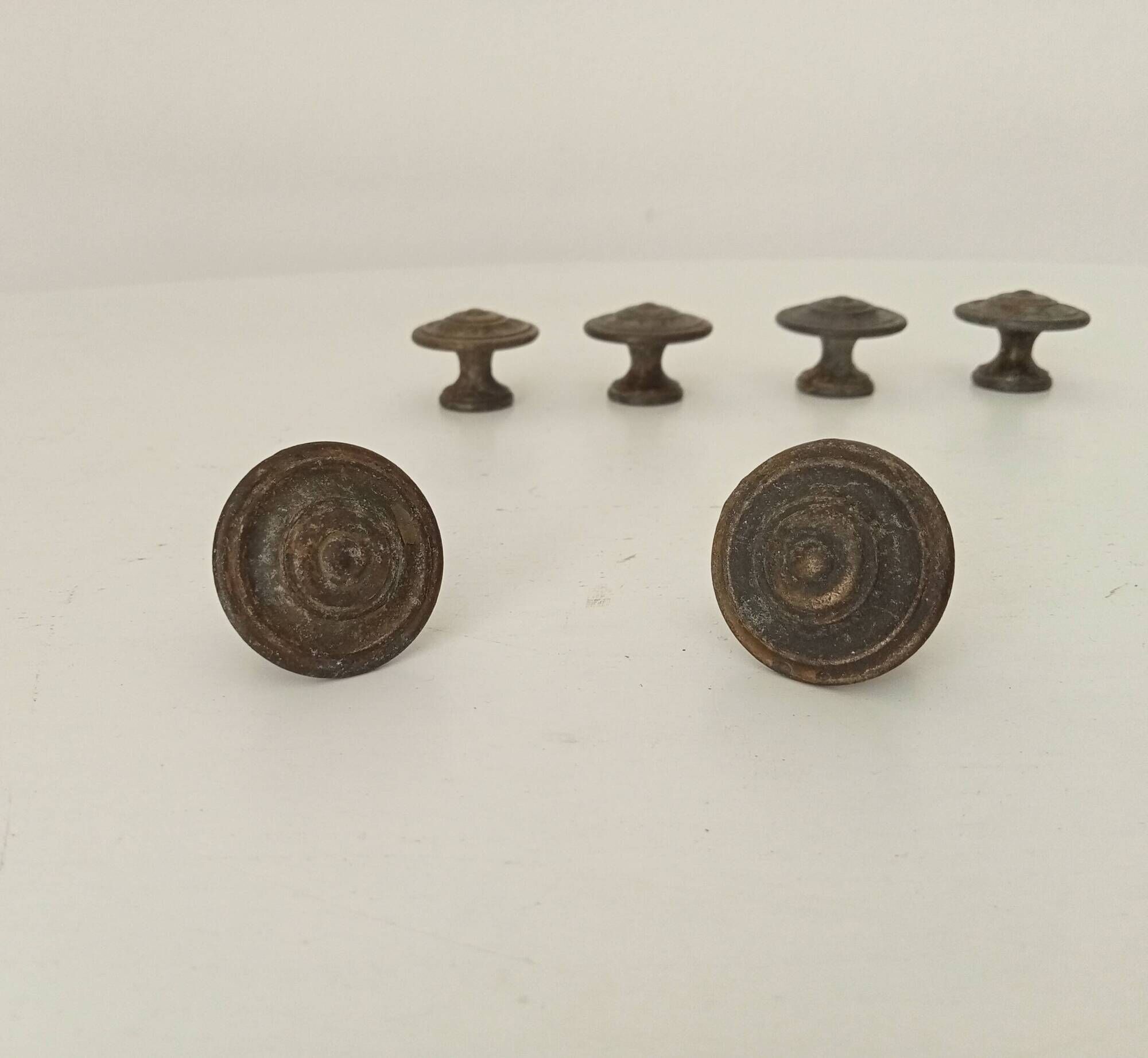 Pair of antique furniture knob handles in solid gilded brass